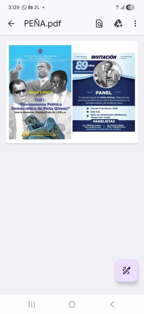 UASD conmemorará 89 natalicio Peña Gómez